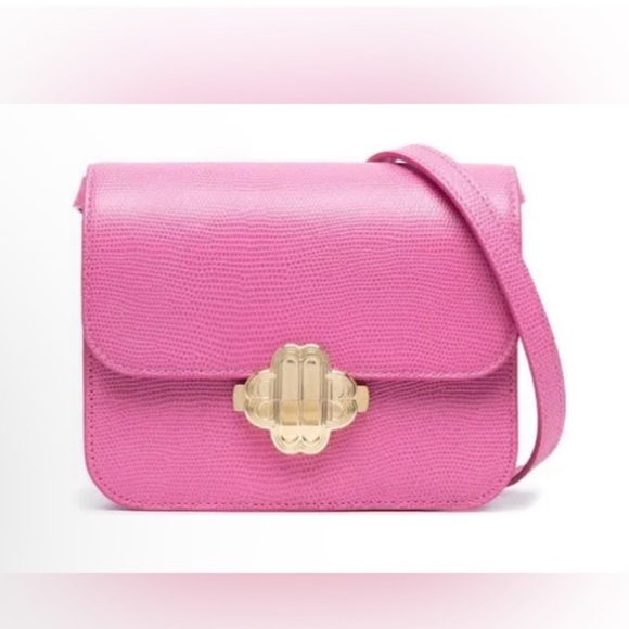 Maje pink lizard embossed Clover Bag BNWT - Picture 2 of 11